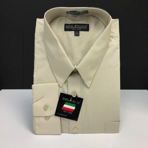 Daniel Ellissa Men's Sage Green Dress Shirt Convertible Cuff Size 22.5 35/36